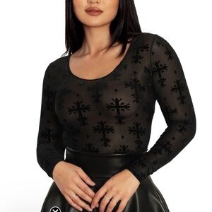 BlackMilk Black Sheer Cross Top